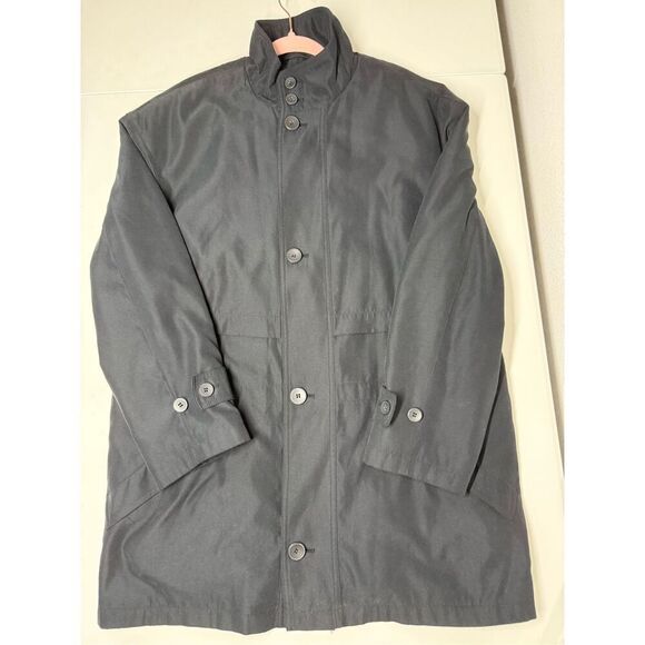 Baracuta Jacket Black Coat Double Overcoat Quilted Parka Wool Lined Trench Sz M - Picture 4 of 15
